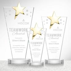 Mantella Gold Star Clear Polygon Crystal Trophy - Trophies