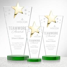 Mantella Gold Star Green Polygon Crystal Trophy - Crystal Trophies