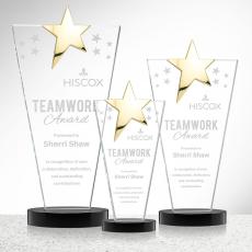 Mantella Gold Star Black Polygon Crystal Trophy - Crystal Trophies