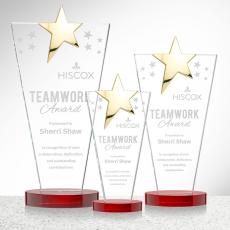Mantella Gold Star Red Polygon Crystal Trophy - Star Trophies
