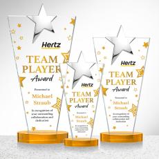 Mantella Chrome Star Full Color Amber Polygon Crystal Trophy - Star Trophies