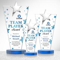 Mantella Chrome Star Full Color Sky Blue Polygon Crystal Trophy - Trophies