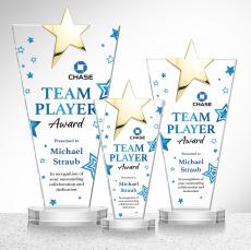 Mantella Gold Star Full Color Clear Polygon Crystal Trophy - Trophies