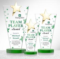 Mantella Gold Star Full Color Green Polygon Crystal Trophy - Trophies