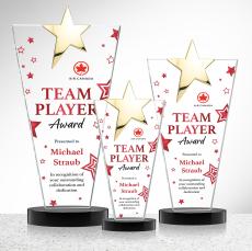 Mantella Gold Star Full Color Black Polygon Crystal Trophy - Trophies