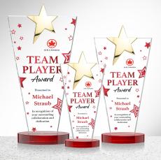 Mantella Gold Star Full Color Red Polygon Crystal Trophy - Trophies