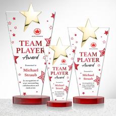 Mantella Gold Star Full Color Red Polygon Crystal Trophy - Trophies