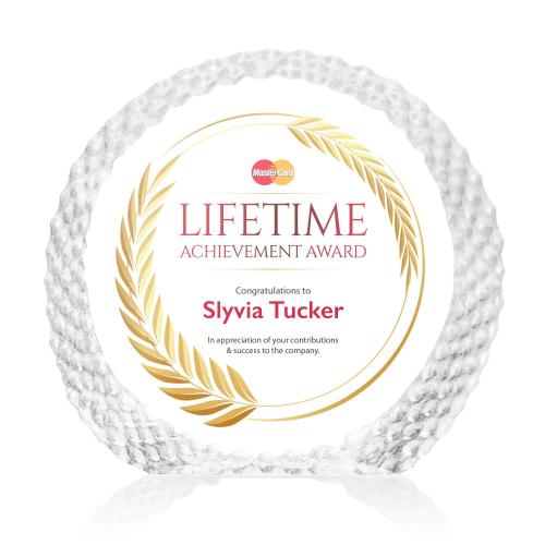 Awards and Plaques - Crystal Trophies - Rossini Full Color Circle Crystal Trophy