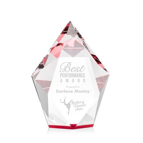 Awards and Plaques - Crystal Trophies - Barron Red Polygon Crystal Trophy