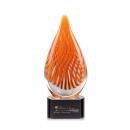 Vargas on Half Round Base Black Tear Drop Glass Trophy