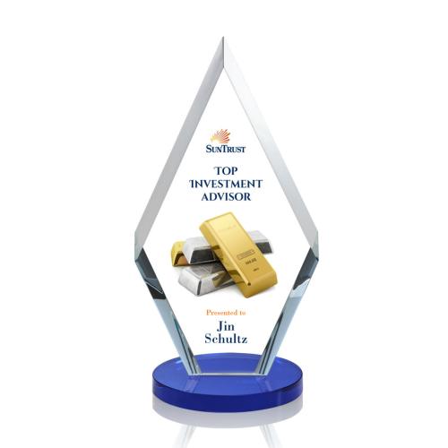 Awards and Plaques - Crystal Trophies - Fitzgerald Full Color Blue Crystal Trophy