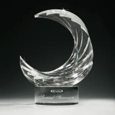 Crest Crescent Crystal Trophy - Crystal Trophies