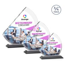 Yanez Full Color Black Peaks Crystal Trophy - Custom Trophies