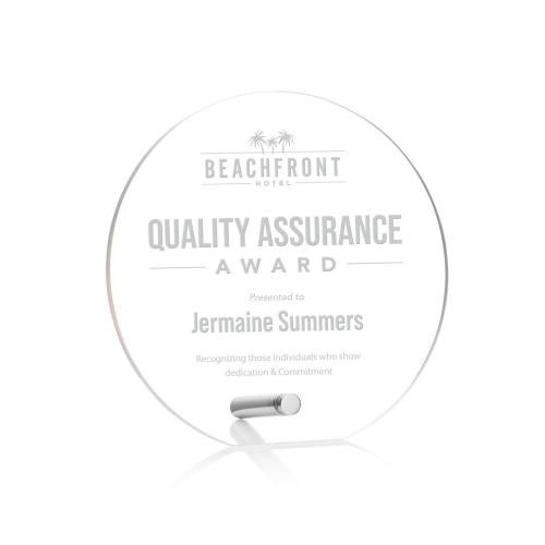 Awards and Plaques - Acrylic Trophies - Jewell Silver Circle Acrylic Trophy