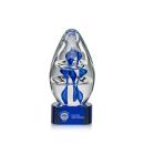 Cordova on Half Round Base Blue Tear Drop Glass Trophy