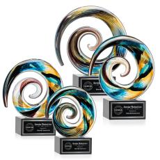 Employee Gifts - Gleason on Plated Crystal Black Circle Glass Trophy