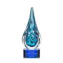 Madsen on Half Round Base Blue Tear Drop Glass Trophy