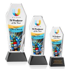 Employee Gifts - Thorpe Full Color on Base Black Towers Crystal Trophy