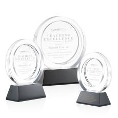 Napier on Base Black Circle Crystal Trophy - Crystal Trophies