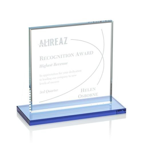 Awards and Plaques - Crystal Trophies - Bower Sky Blue Crystal Trophy