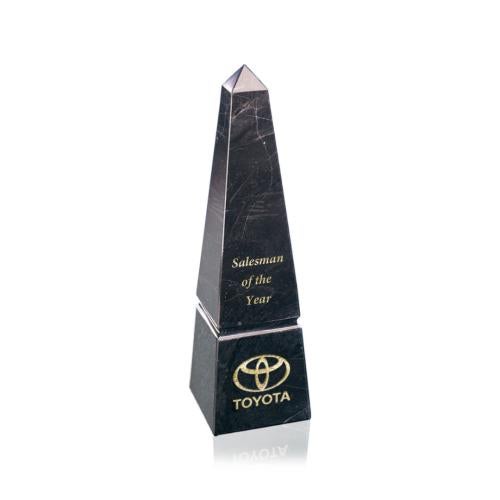 Awards and Plaques - Groove Marble Black Obelisk Stone Trophy