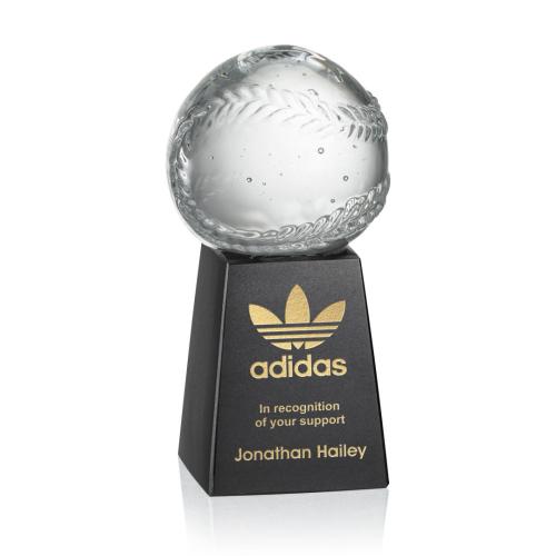 Awards and Plaques - Crystal Trophies - Sports Balls Globe on Marble Crystal Trophy