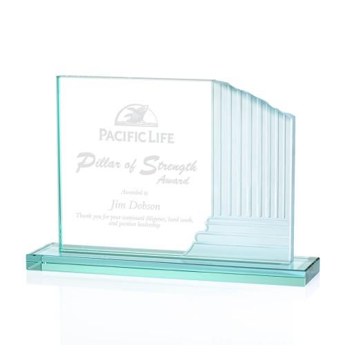Awards and Plaques - Glass Trophies - Marsh Jade Rectangle Glass Trophy