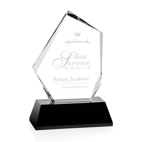 Awards and Plaques - Crystal Trophies - Lyons Black Unique Crystal Trophy