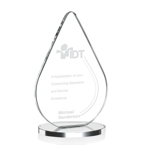 Awards and Plaques - Crystal Trophies - Moyer Clear Tear Drop Crystal Trophy