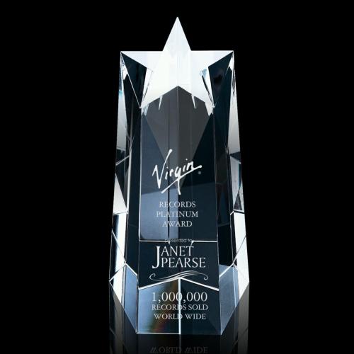Awards and Plaques - Crystal Trophies - Star Obelisk Crystal Trophy