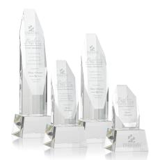 Cunningham on Base Clear Polygon Crystal Trophy - Crystal Trophies