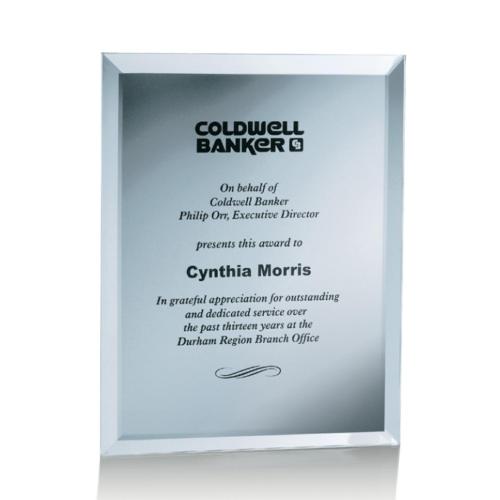 Awards and Plaques - Glass Trophies - Glass Plaques - Mirror Plaque - Silver