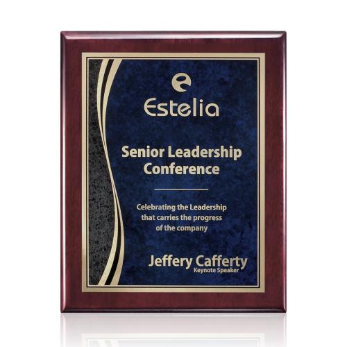 Awards and Plaques - Wall Plaque Awards - Enriquez Meredith Plaque - Rosewood/Blue