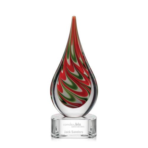 Awards and Plaques - Glass Trophies - Art Glass Trophies - Richmond Clear Tear Drop Glass Trophy