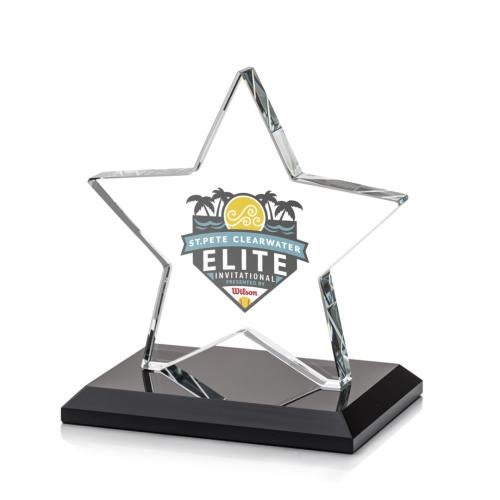 Awards and Plaques - Crystal Trophies - Gamboa Star Full Color Black Crystal Trophy