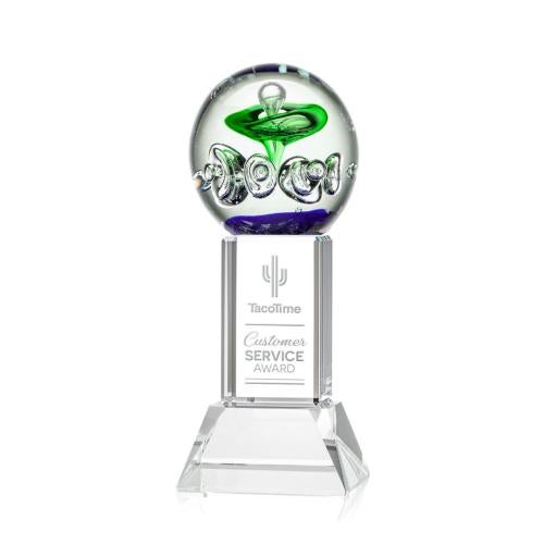 Awards and Plaques - Glass Trophies - Art Glass Trophies - Williamson on Tower Base Clear Towers Glass Trophy