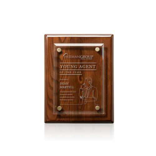 Awards and Plaques - Wall Plaque Awards - Norwood Plaque - Walnut/Gold