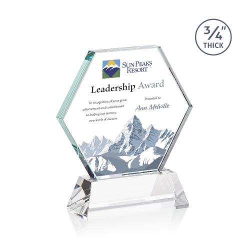 Awards and Plaques - Crystal Trophies - Pagan on Helton Full Color Starfire Polygon Crystal Trophy