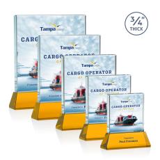 Landers Full Color on Helton Amber Square / Cube Crystal Trophy - Custom Trophies