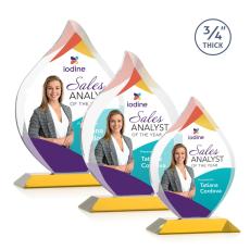 Cavazos Full Color Amber Flame Crystal Trophy - Custom Trophies