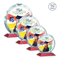 Clarke Full Color Red Circle Crystal Trophy - Custom Trophies