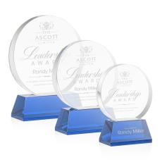 McCarty on Base Blue Circle Crystal Trophy - Crystal Trophies