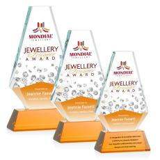 Mcleod Full Color on Helton Base Amber Polygon Crystal Trophy - Custom Trophies