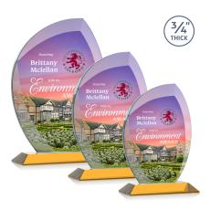 Employee Gifts - Oakes Full Color Amber Flame Crystal Trophy