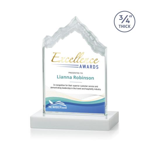 Awards and Plaques - Crystal Trophies - McGinnis Full Color Fagan Peaks Crystal Trophy