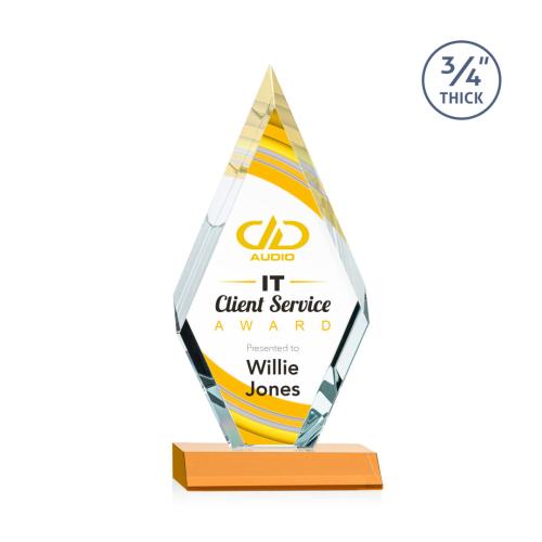 Awards and Plaques - Crystal Trophies - Richmond Full Color Amber Crystal Trophy