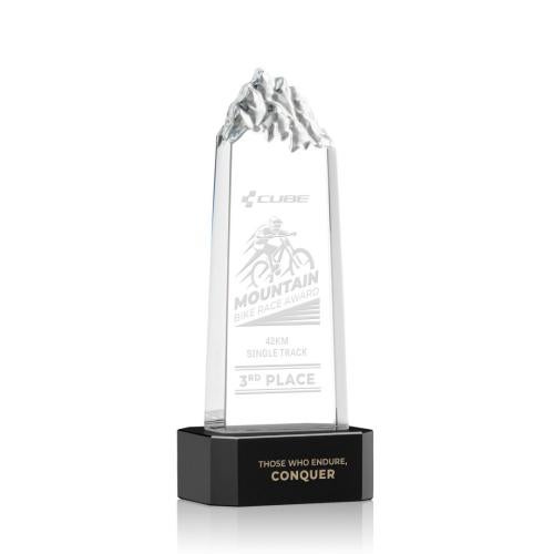 Awards and Plaques - Crystal Trophies - Himalayas Tower on Base Black Peaks Crystal Trophy