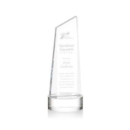 Awards and Plaques - Crystal Trophies - Bishop Tower on Lockwood Base Clear Peaks Crystal Trophy