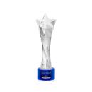Arlington Star on Round Base Blue Crystal Trophy