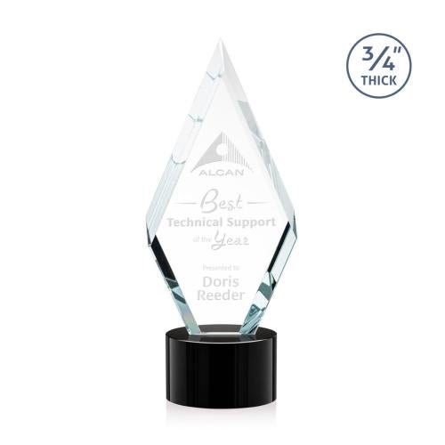 Awards and Plaques - Crystal Trophies - Richmond on Round Base Black Crystal Trophy